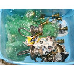 VINTAGE CANDELABRA LOT IN BLUE TOTE