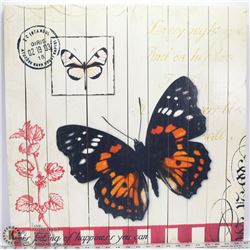 BUTTERFLIES ON WOOD WALL HANGING