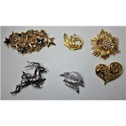 15 - LOT OF 6  VINTAGE BROOCHES