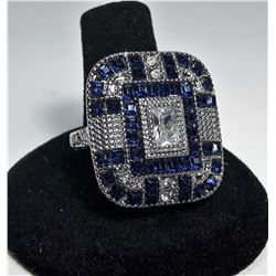 6 - WHITE TOPAZ & SAPPHIRE ART DECO