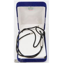 STERLING SILVER BLACK LEATHER NECKLACE