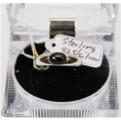 5) STERLING SILVER .925 ONYX STONE RING SIZE 6