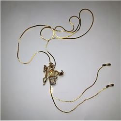 20 - GOLD TONE & CRYSTAL HORSE & RIDER