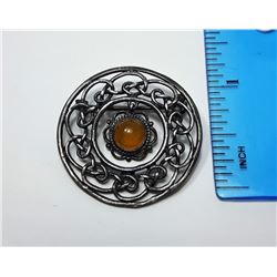 3 - CIRCLE BROOCH STAMPED 925 SILVER