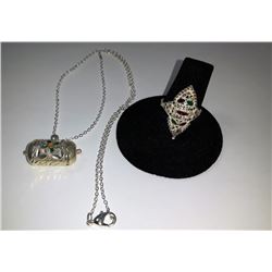 6 - VINTAGE SILVER TONE PENDANT &