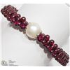 Image 1 : 33) GENUINE GARNET & FRESHWATER PEARL BRACELET