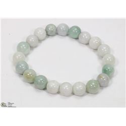 34) JADEITE 10MM BEAD FLEXIBLE BRACELET