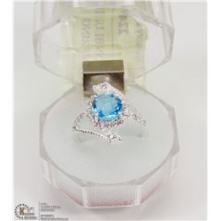 #1-LONDON BLUE TOPAZ & CZ  GEMSTONE RING