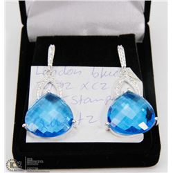#3-LONDON BLUE TOPAZ & CZ GEMSTONE EARRINGS