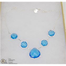 #2-LONDON BLUE TOPAZ & CZ GEMSTONE NECKLACE