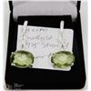 Image 1 : #8-GREEN AMETHYST & CZ  GEMSTONE EARRINGS