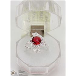 #22-PINK TOURMALINE & CZ  GEMSTONE RING