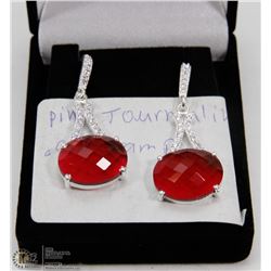 #21-PINK TOURMALINE& CZ GEMSTONE EARRINGS