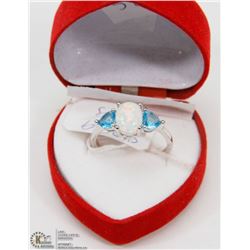 #56-AUSTRALIAN TRIPLE FIRE OPAL & TOPAZ  RING