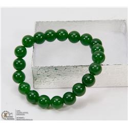 #63-GREEN JADE BEAD BRACELET 8'