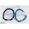 Image 1 : # 62-BLUE LAPAZ & APATITE BEAD BRACELET 7.5'