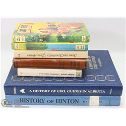 LOT OF VINTAGE BOOKS INCL HISTORY OF HINTON, GIRL