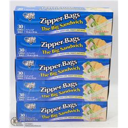 5 CASES OF 7.1"X7.9" ZIPPER SANDWICH BAGS