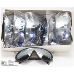 CASE OF 12 MATTE BLACK MIRROR LENS SAFETY GLASSES