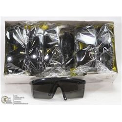 CASE OF 12 BLACK FRAMED SMOKE LENS SAFETY GLASSES