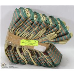 BUNDLE OF 12 WATSON GREEN & LEATHER WORK GLOVES