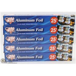 LOT OF 5 ROLLS OF 25FT ALUMINUM FOIL