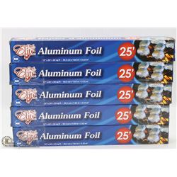 LOT OF 5 ROLLS OF 25FT ALUMINUM FOIL