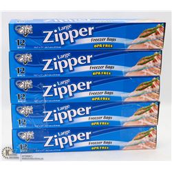 5 CASES OF LARGE ZIPPER FREEZER BAGS