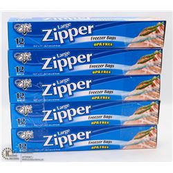 5 CASES OF LARGE ZIPPER FREEZER BAGS