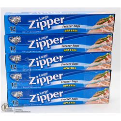 5 CASES OF LARGE ZIPPER FREEZER BAGS