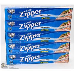 5 CASES OF LARGE ZIPPER FREEZER BAGS