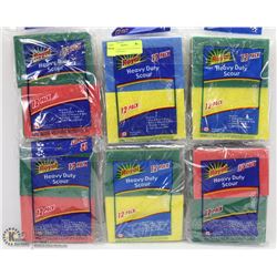 6 BAGS OF HEAVY DUTY SCOURING PADS (12 PER BAG)