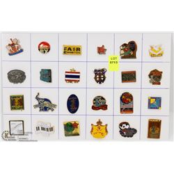 SHEET OF 24PC FAIRS FESTIVALS &MORE COLLECTOR PINS