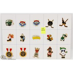 SHEET OF 24PC HOCKEY NOVELTY COLLECTOR PINS