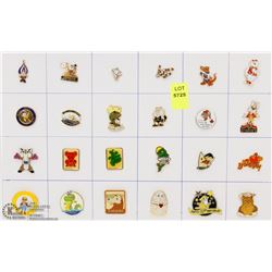 SHEET OF 24PC MASCOTS COLLECTOR PINS