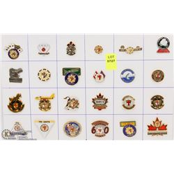 SHEET OF 24PC MILITARY VETS-CANADA COLLECTOR PINS
