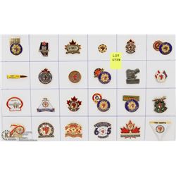 SHEET OF 24PC MILITARY VETS-CANADA COLLECTOR PINS