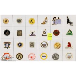 SHEET OF 24PC MINOR HOCKEY COLLECTOR PINS