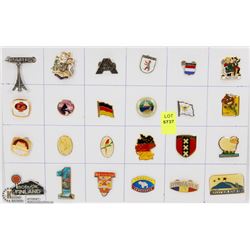 SHEET OF 24PC WORLD COLLECTOR PINS