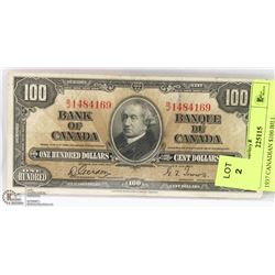 1937 CANADIAN $100 BILL.