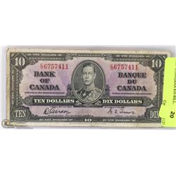 1937 CANADIAN $10 BILL.