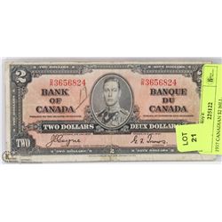 1937 CANADIAN $2 BILL.