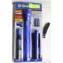GREATLITE HI INTENSITY ALUMINUM FLASHLIGHT SET W/