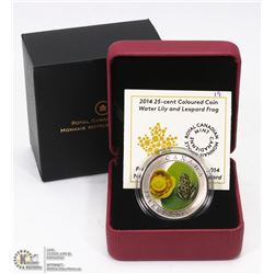 2014 COLORED COIN 25 CENT WATER LILY AND LEOPARD