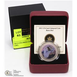 2013 COLORED COIN 25 CENT BARN OWL