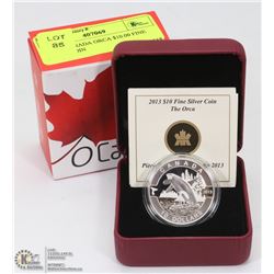 2013 O CANADA ORCA $10.00 FINE SILVER COIN