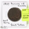 Image 1 : 1837 PROVINCE OF CANADA HALF PENNY