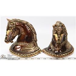 PAIR OF VINTAGE BRASS TONE  HORSE HEAD FIGURES/