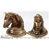 Image 1 : PAIR OF VINTAGE BRASS TONE  HORSE HEAD FIGURES/