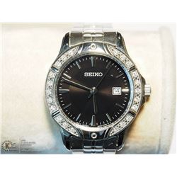 18) SEIKO LADIES CRYSTAL WATER RESISTANT SILVER